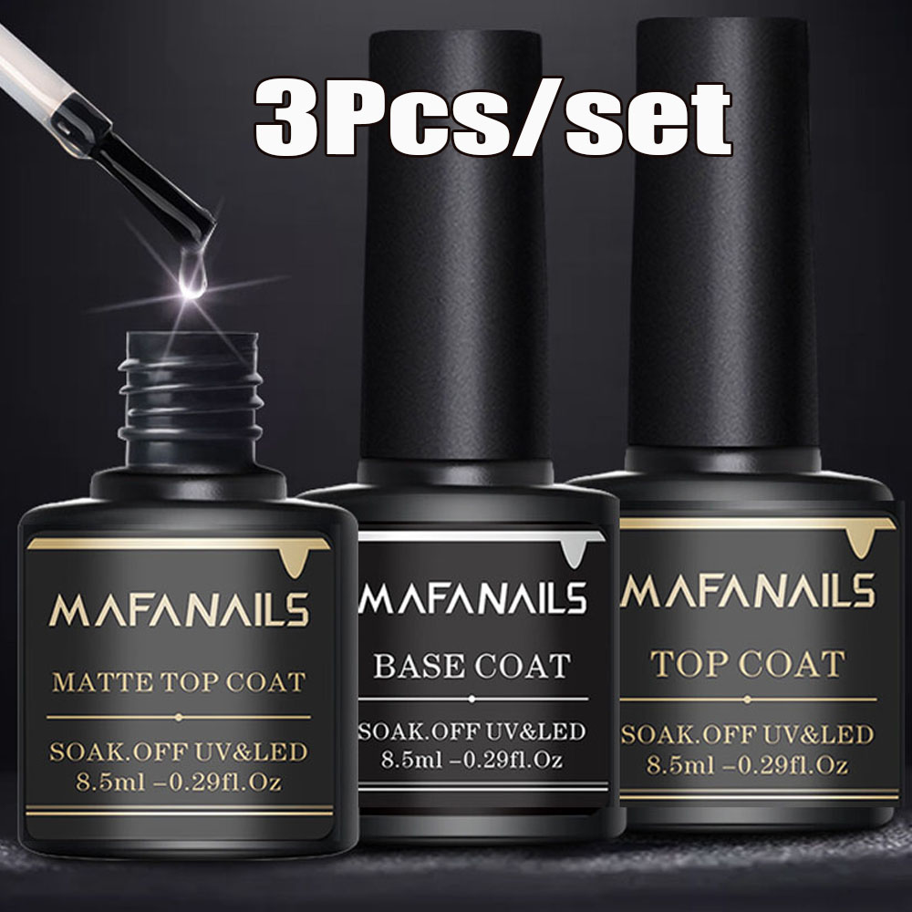 Gel Top Coat - 3 ピース/セットベース & トップ & マットコートネイルジェル