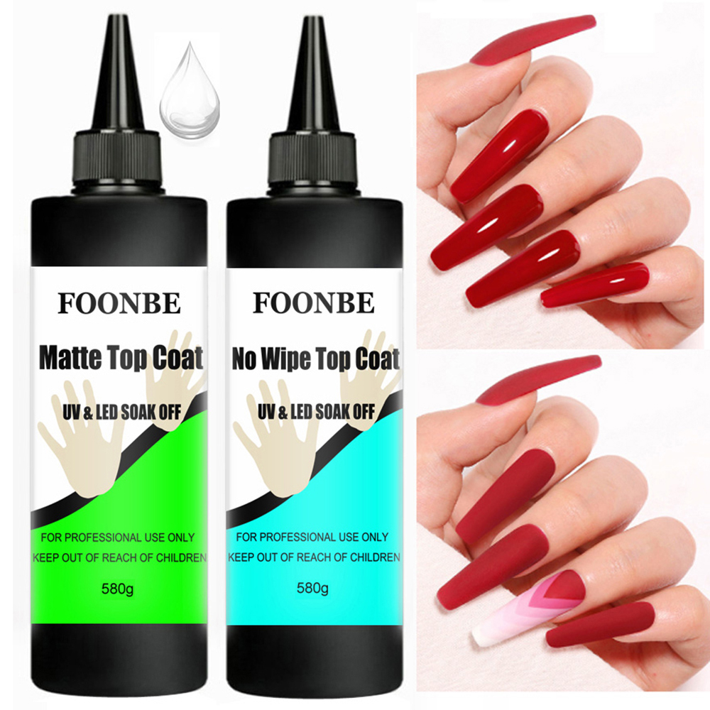 Gel Top Coat - Foonbe 580 グラムスーパートップコートベースジェルジェルネイルポリッシュ透明ソークオフ UV ジェルポリッシュネイルマニキュア半永久