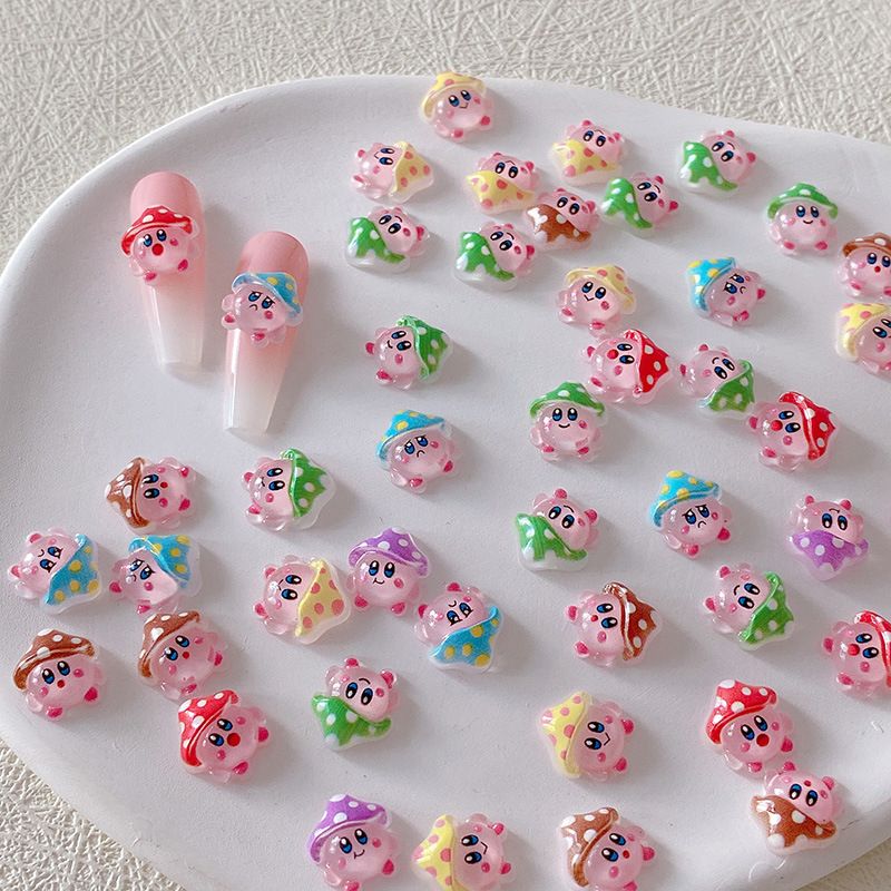 Nail Art Emerald - 2/10/20 個カービィネイルチャーム 3D 樹脂かわいい漫画ネイルアートアクセサリーアイス透明ネイルデコレーション