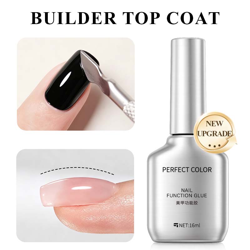 Gel Top Coat - パーフェクトカラービルダートップコート 16ml、ノンワイプセルフレベリングジェル、強化、傷つきにくい、高光沢、UV LED硬化