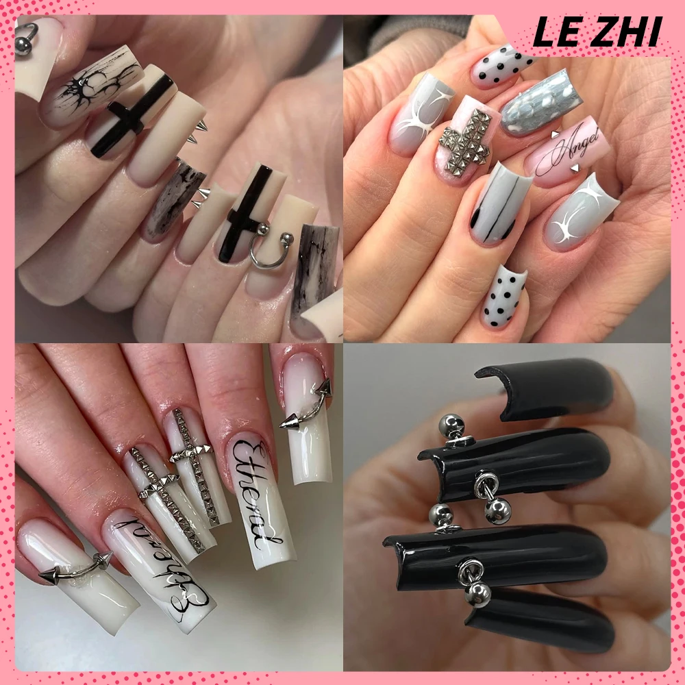 Nail Art Gothic - Y2K スパイスガールズ 10個入り ハンドメイド ゴシック パンク