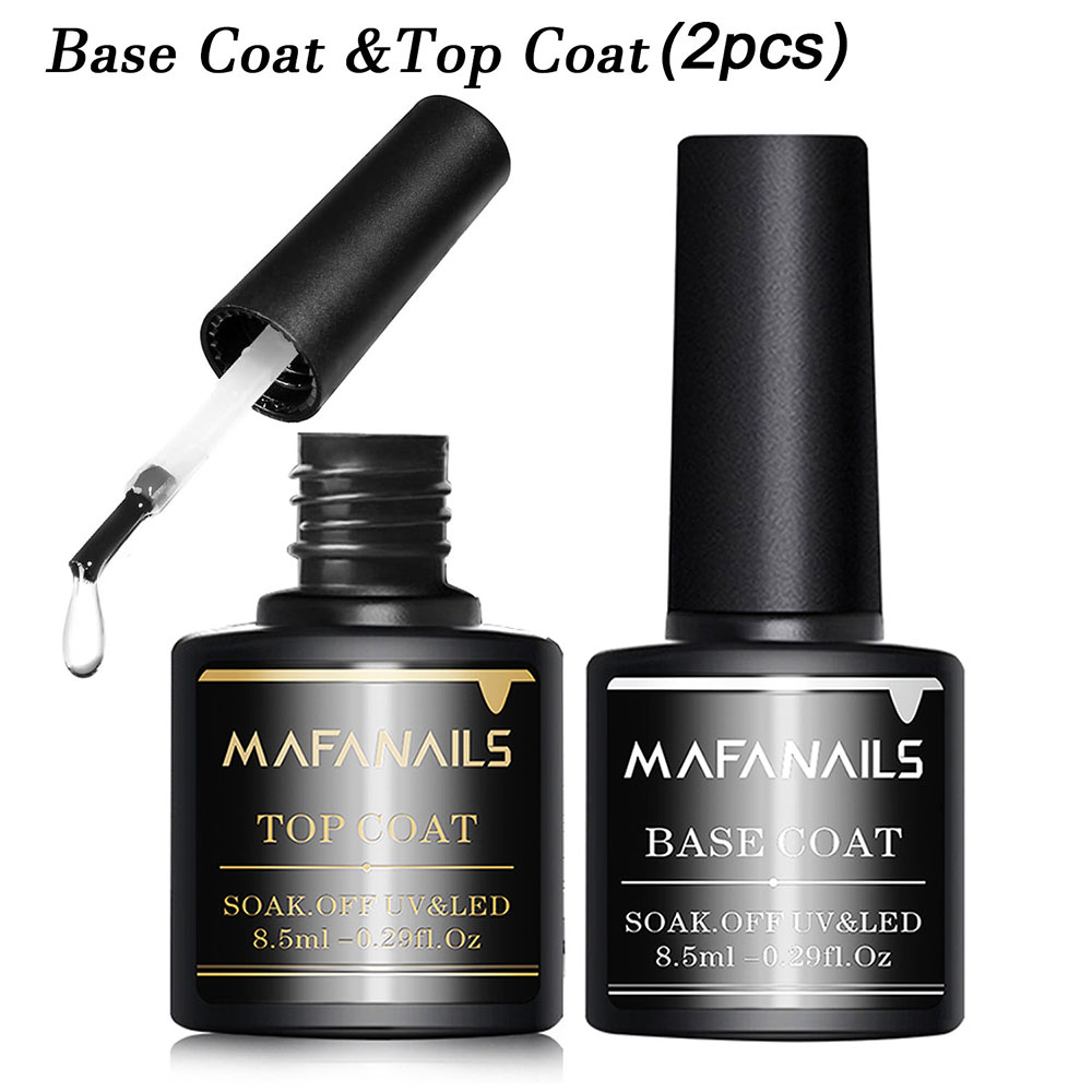 Gel Top Coat - 2個入り クリアジェル トップコート＆ベースコートセット ノンワイプ 長持ち ソークオフ