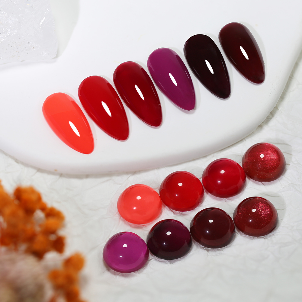 Nail Art Red Cherry - クルーボーテ クラシックレッド ジェルネイルポリッシュ チェリーレッド 高彩度 セミパーマネント