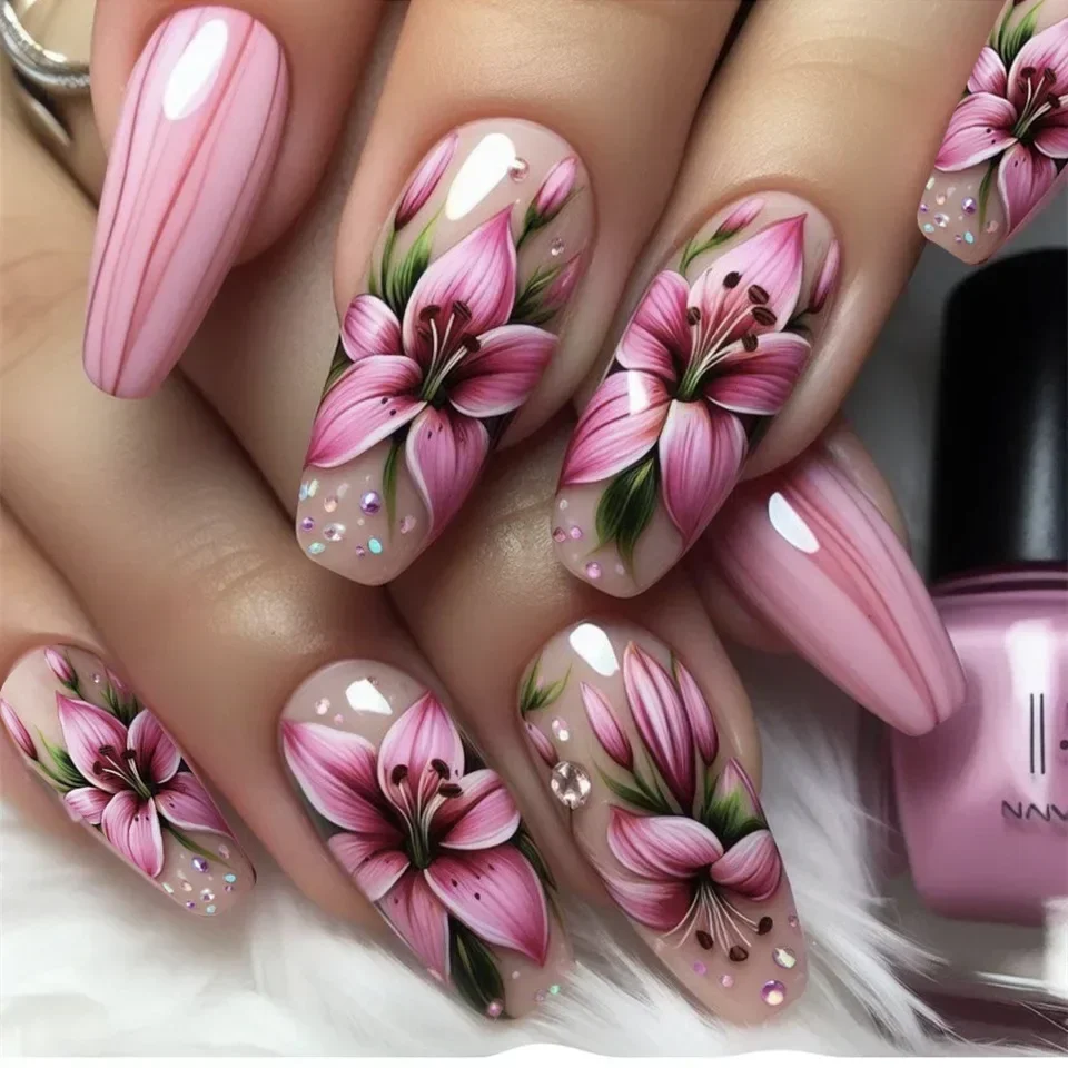 24 個ホワイトフレンチフェイクネイルグリッターローズパター - Nail Art Rose Gold のレビューと価格