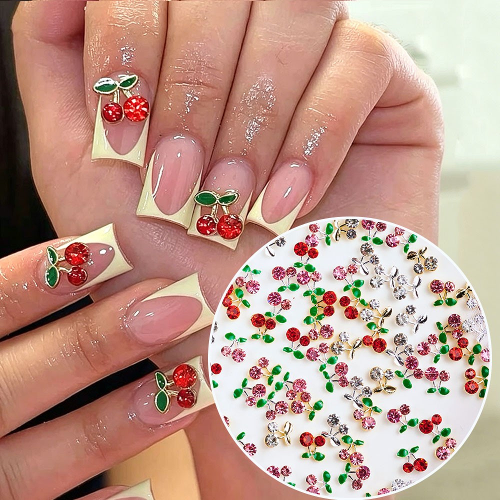 40個入り 3D シャイニーピンク＆レッドチェリーネイルダイ - Nail Art Red Cherry のレビューと価格