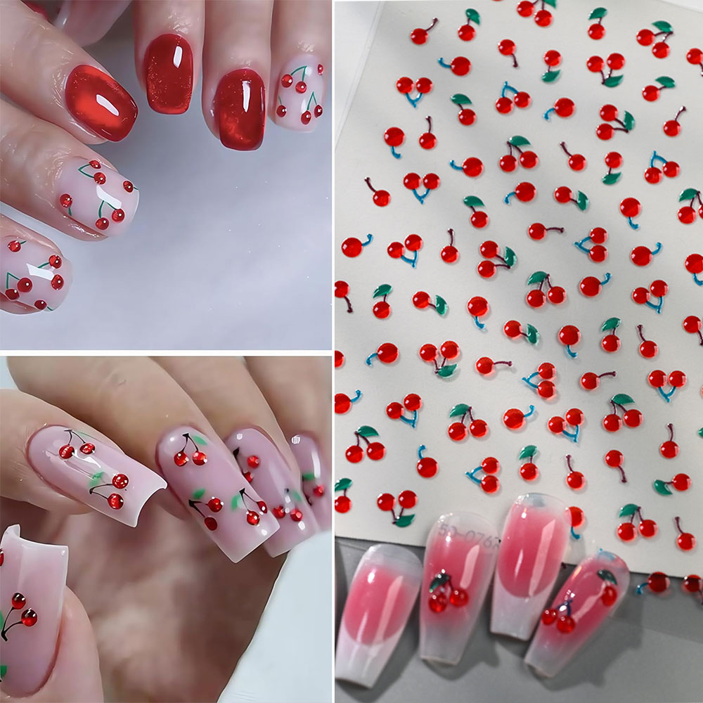 1/2 個 5D かわいいレッドクリスタルチェリーネイルアー - Nail Art Red Cherry のレビューと価格