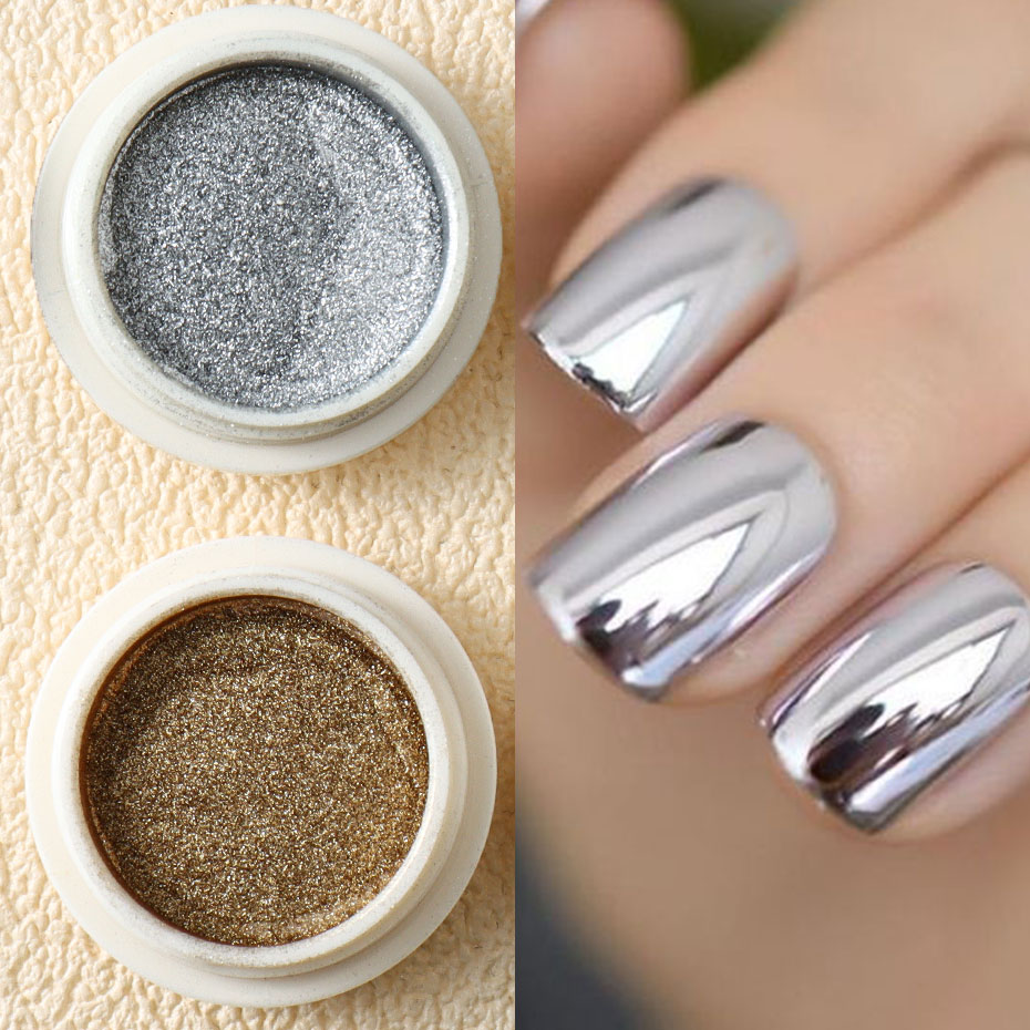 6pc ゴールドメタリックミラーグリッターネイルアートダスト - Nail Art Rose Gold のレビューと価格