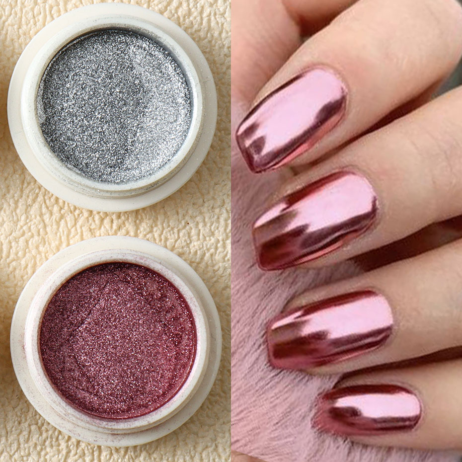 6pc ゴールドメタリックミラーグリッターネイルアートダスト - Nail Art Rose Gold のレビューと価格