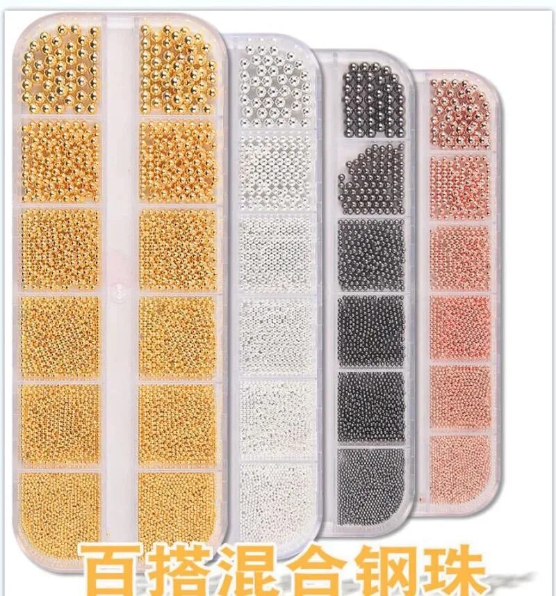 マニキュア用の丸い金属ビーズ,ネイルアート用の金属ビーズ,シ - Nail Art Rose Gold のレビューと価格