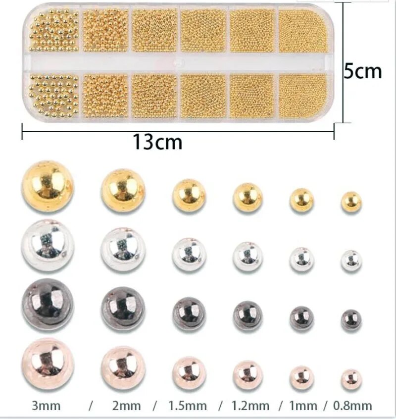 マニキュア用の丸い金属ビーズ,ネイルアート用の金属ビーズ,シ - Nail Art Rose Gold のレビューと価格