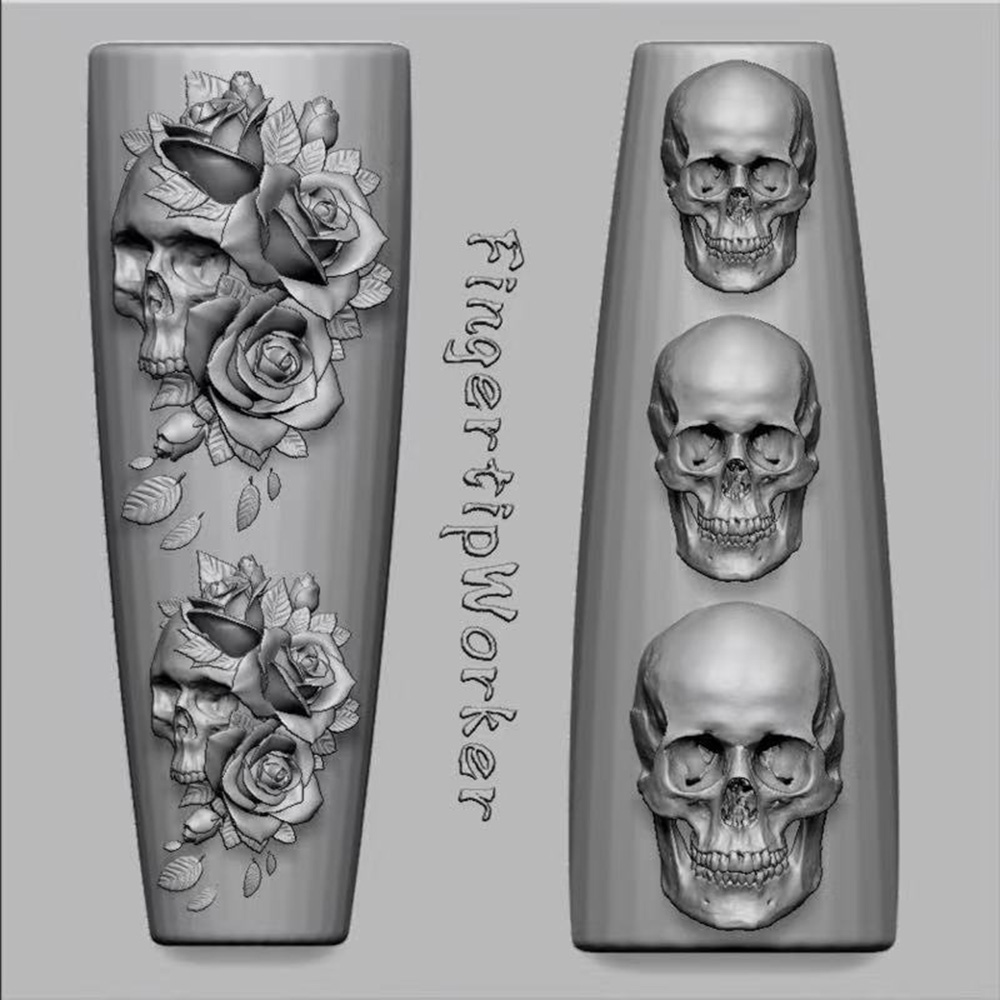 2個セット ダークローズスカル シリコンネイルアートモールド - Nail Art Gothic のレビューと価格