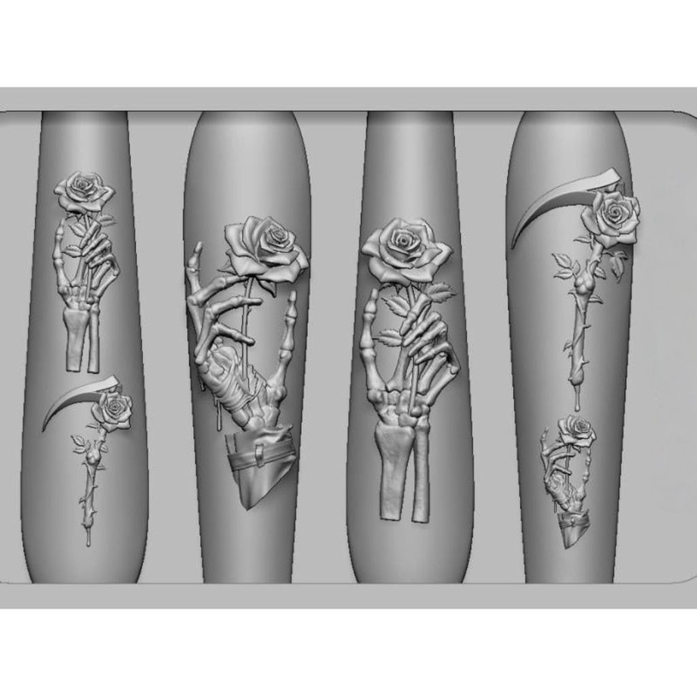 2個セット ダークローズスカル シリコンネイルアートモールド - Nail Art Gothic のレビューと価格