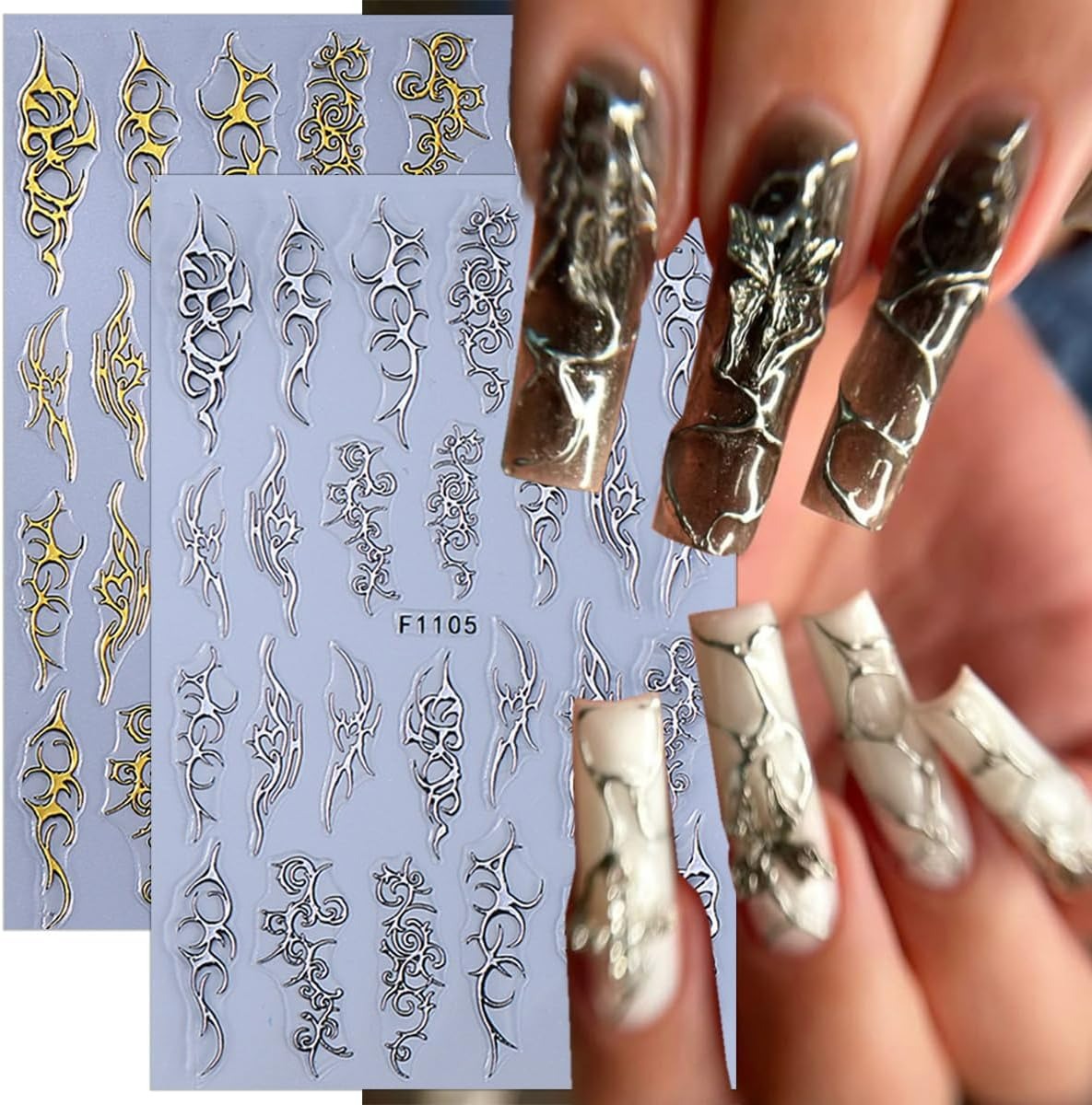 ゴシックネイルアート パンクベルトネイルデカール 3D 自己 - Nail Art Gothic のレビューと価格