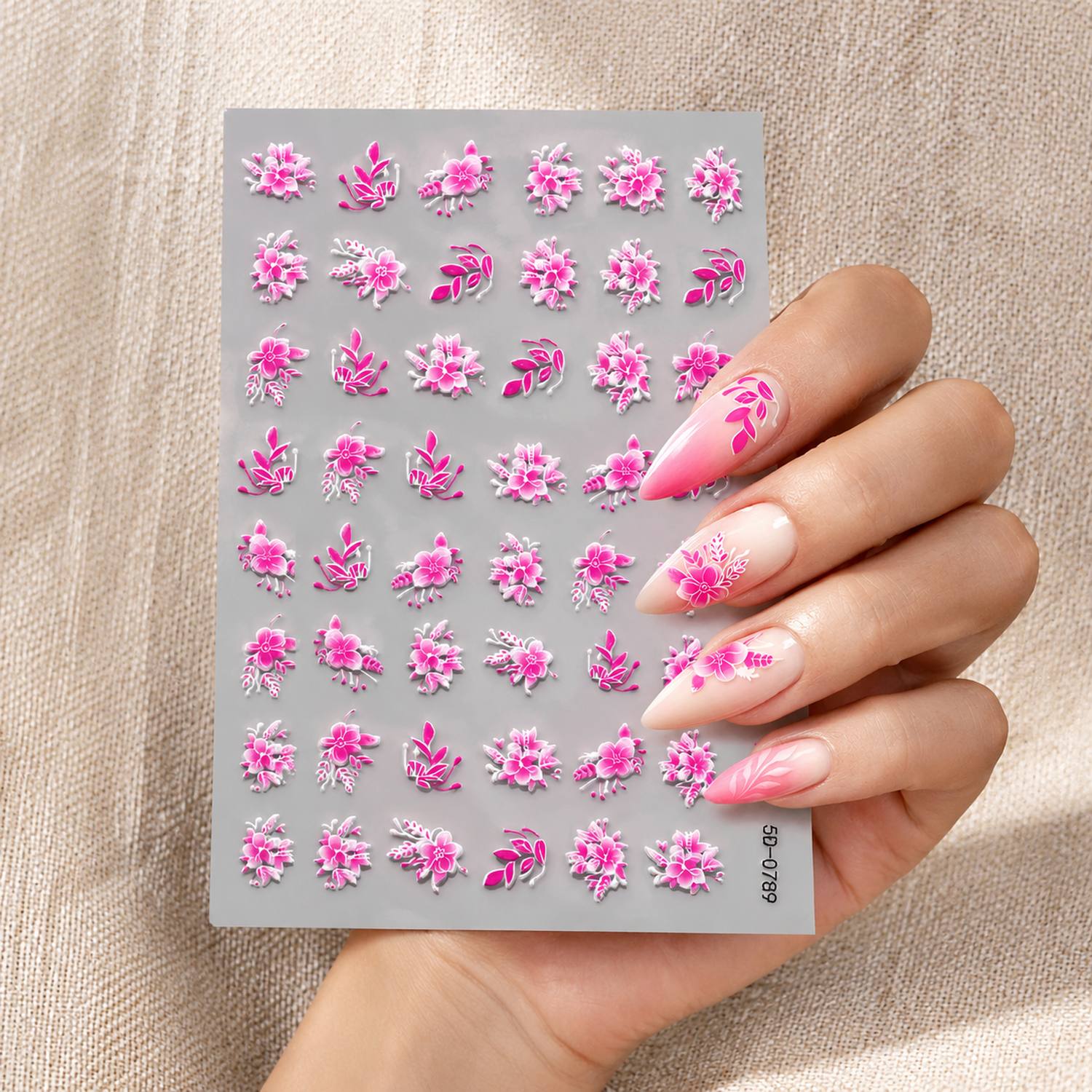 1枚入り 立体的な梅の花と葉のクラスターネイルアートステッカ - Nail Art Ombre Pink のレビューと価格