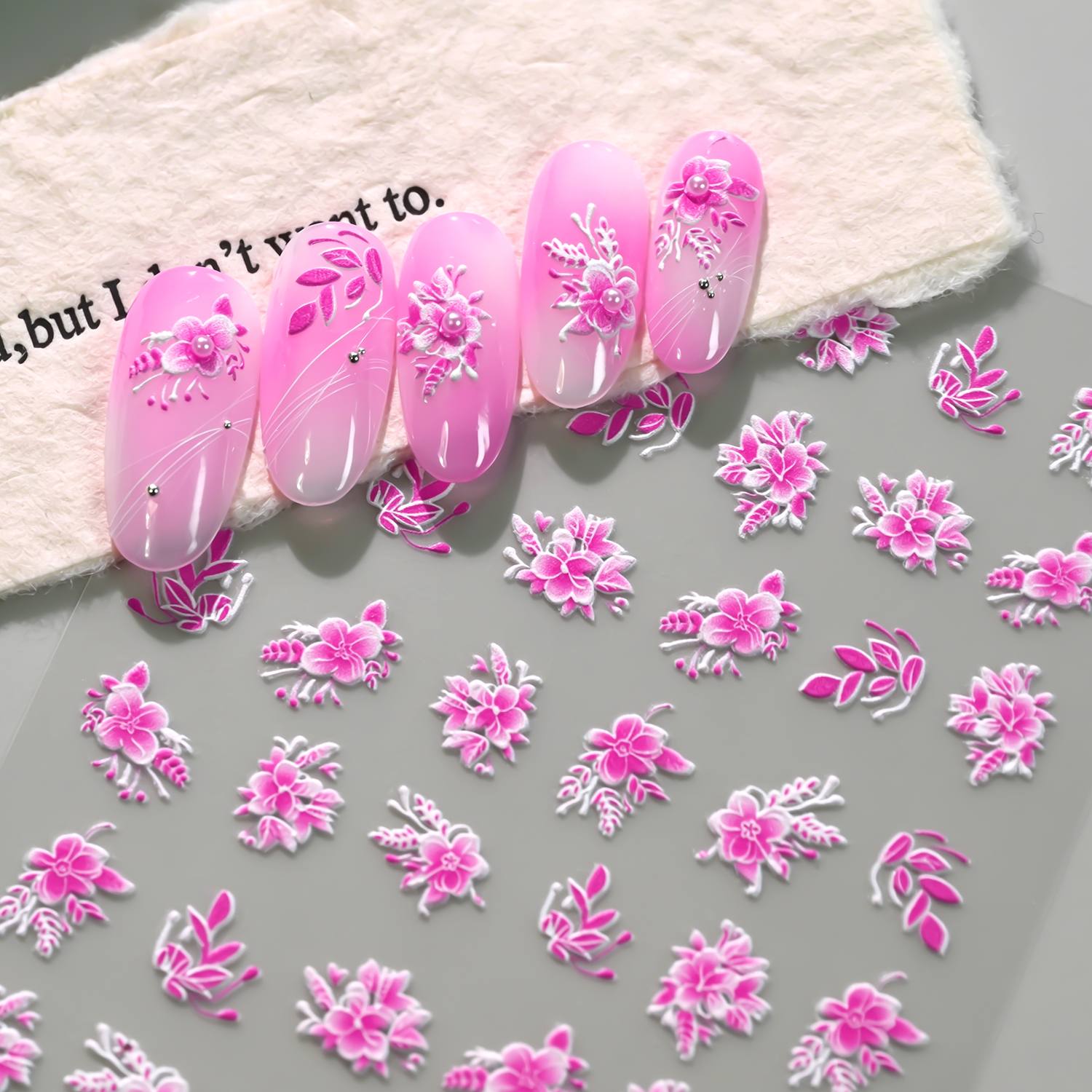1枚入り 立体的な梅の花と葉のクラスターネイルアートステッカ - Nail Art Ombre Pink のレビューと価格
