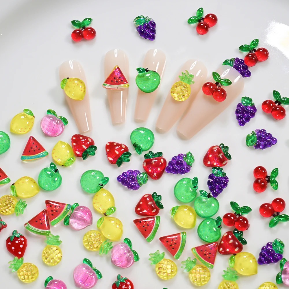 100個入り 3D レッドチェリーネイルチャーム サマーフル - Nail Art Red Cherry のレビューと価格