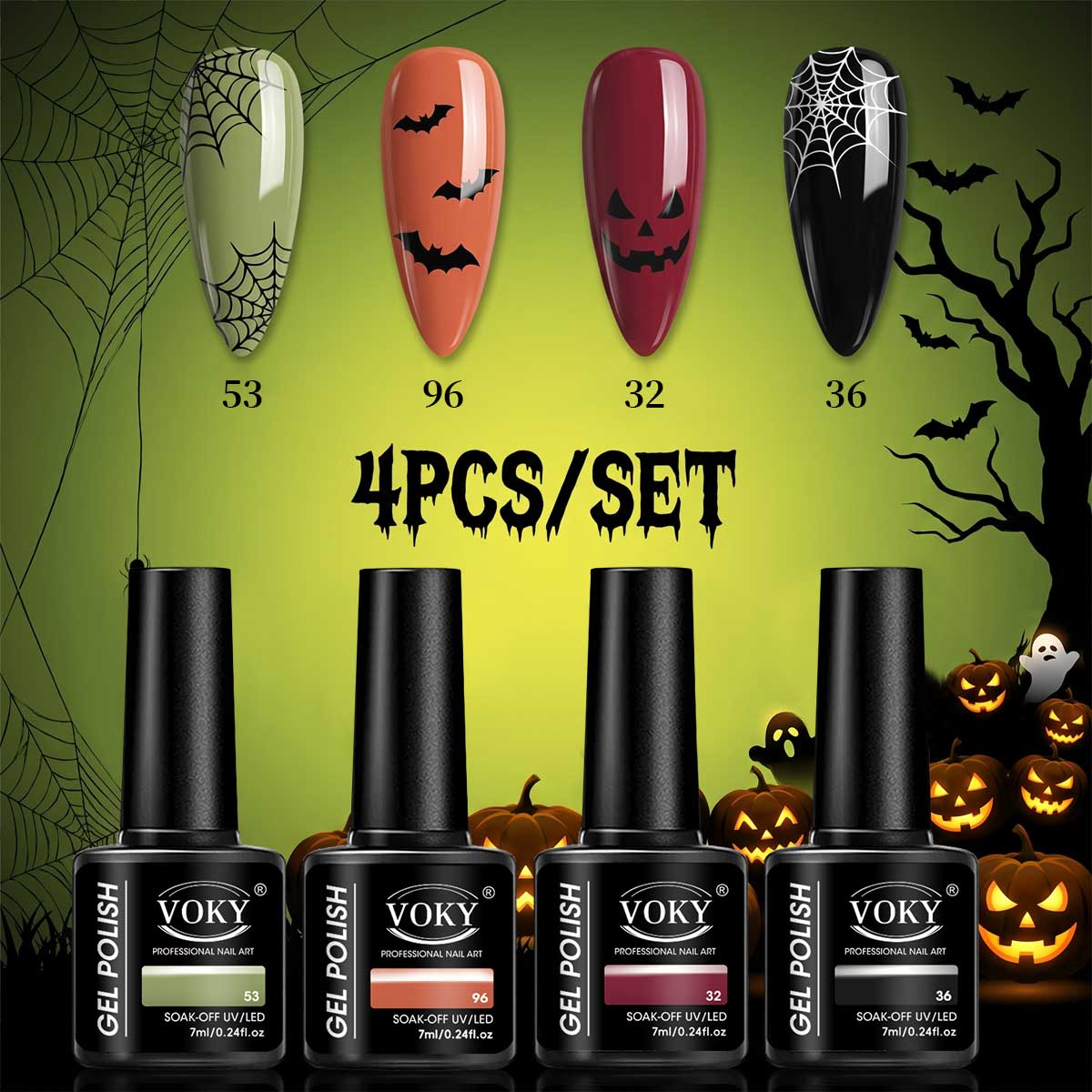 オリーブグリーン、オレンジ、バーガンディ、ブラックのハロウィ - Nail Art Gothic のレビューと価格