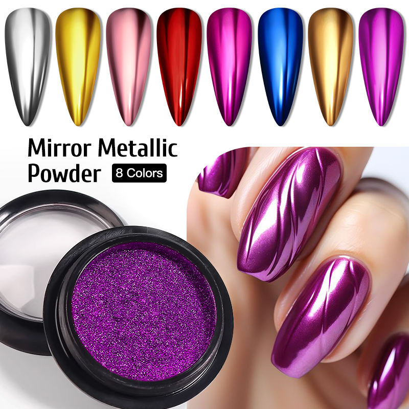 メタリックゴールドシルバーミラーパウダーネイルグリッターロー - Nail Art Rose Gold のレビューと価格
