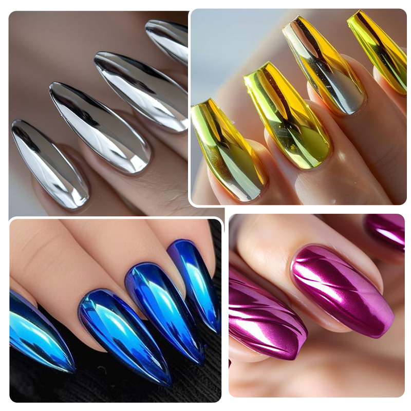 メタリックゴールドシルバーミラーパウダーネイルグリッターロー - Nail Art Rose Gold のレビューと価格