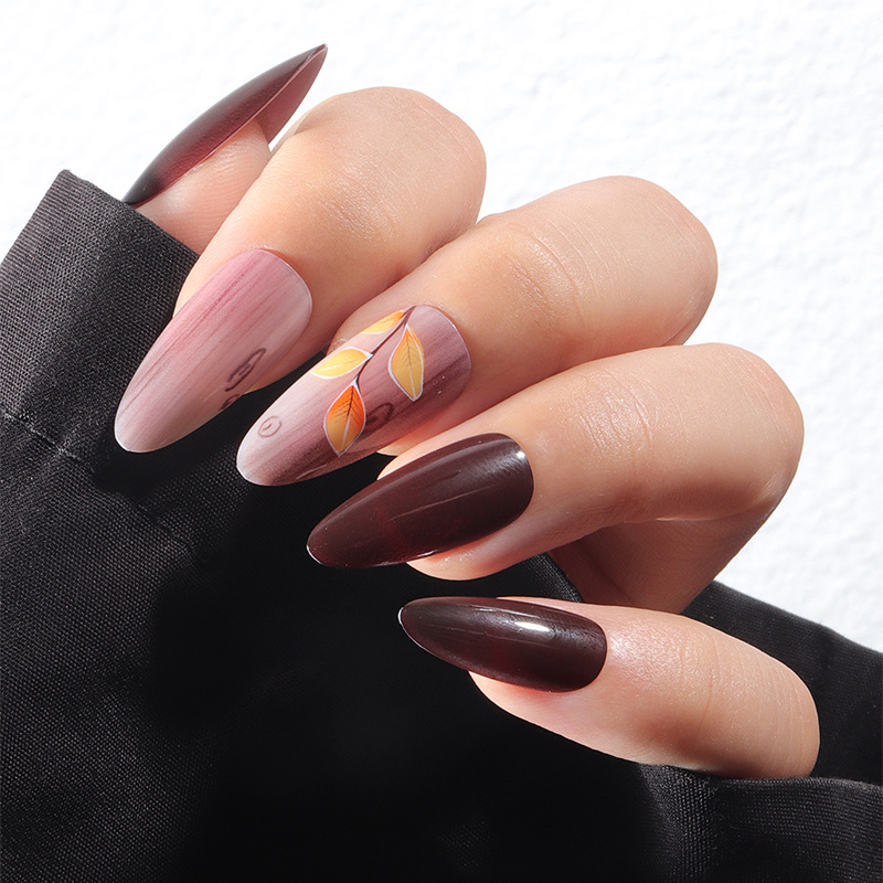 24 個フレンチアーモンドフェイクネイルグリーンエッジのウェ - Nail Art Red Cherry のレビューと価格