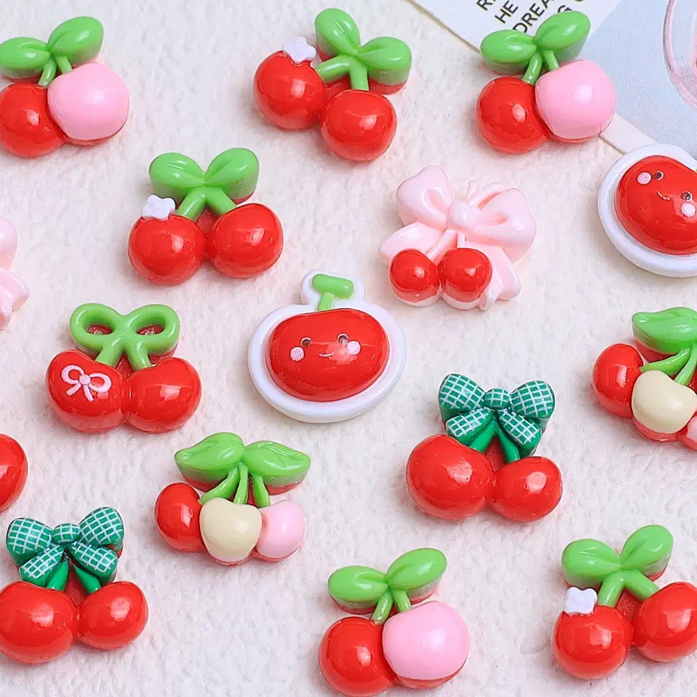20個入り キュートなミニ漫画、様々な赤いチェリー付き ネイ - Nail Art Red Cherry のレビューと価格