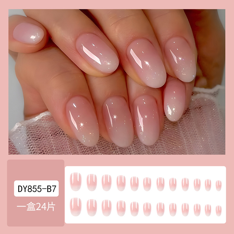 24 個オーバルショートピンクプレス爪シンプルオンブル春付け - Nail Art Ombre Pink のレビューと価格