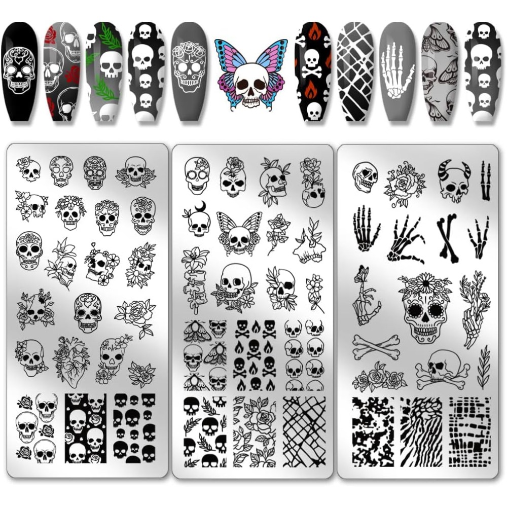 3 個ゴシックスカルネイルスタンパー 58 パターンホラース - Nail Art Gothic のレビューと価格