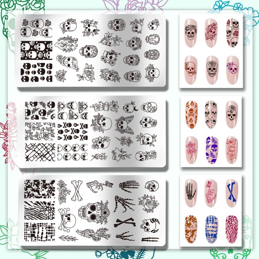 3 個ゴシックスカルネイルスタンパー 58 パターンホラース - Nail Art Gothic のレビューと価格