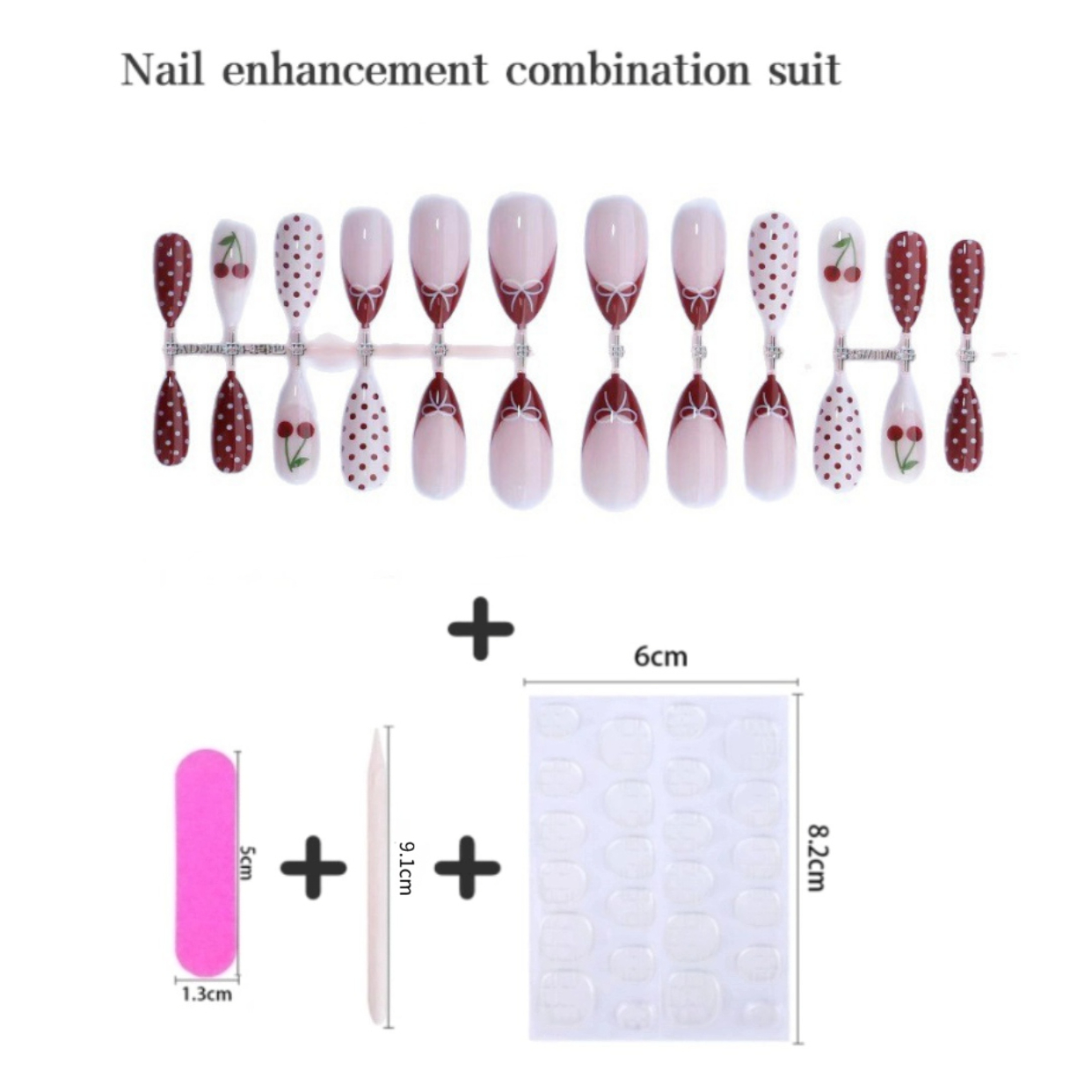 24枚入り ファッションレッド フレンチプレスオンネイル キ - Nail Art Red Cherry のレビューと価格