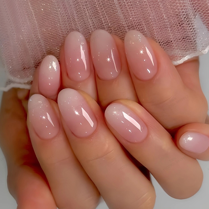 24枚入り ショートオーバルプレスオンネイル シンプルピンク - Nail Art Ombre Pink のレビューと価格