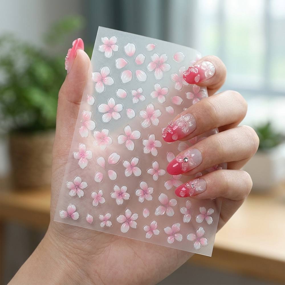 1枚入り 3D立体グラデーションデザインネイルアートステッカ - Nail Art Ombre Pink のレビューと価格
