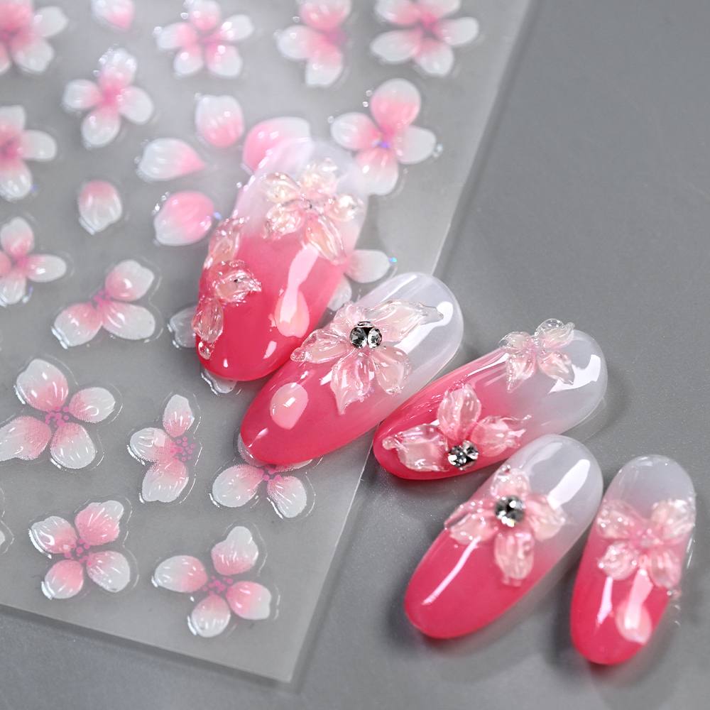 1枚入り 3D立体グラデーションデザインネイルアートステッカ - Nail Art Ombre Pink のレビューと価格