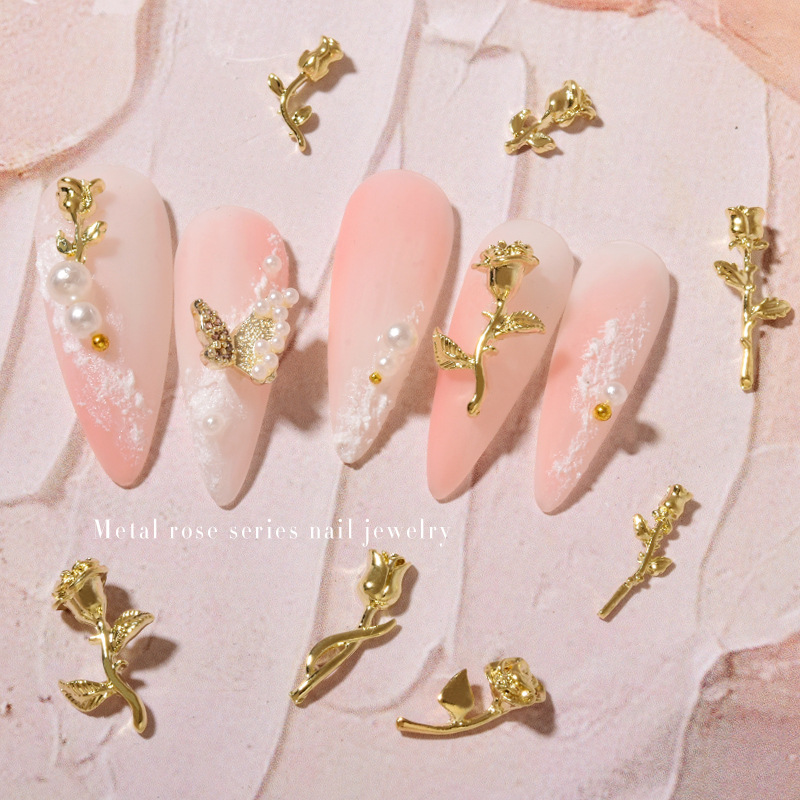 10 個 3D ローズネイルアート飾り DIY クラフトアク - Nail Art Rose Gold のレビューと価格