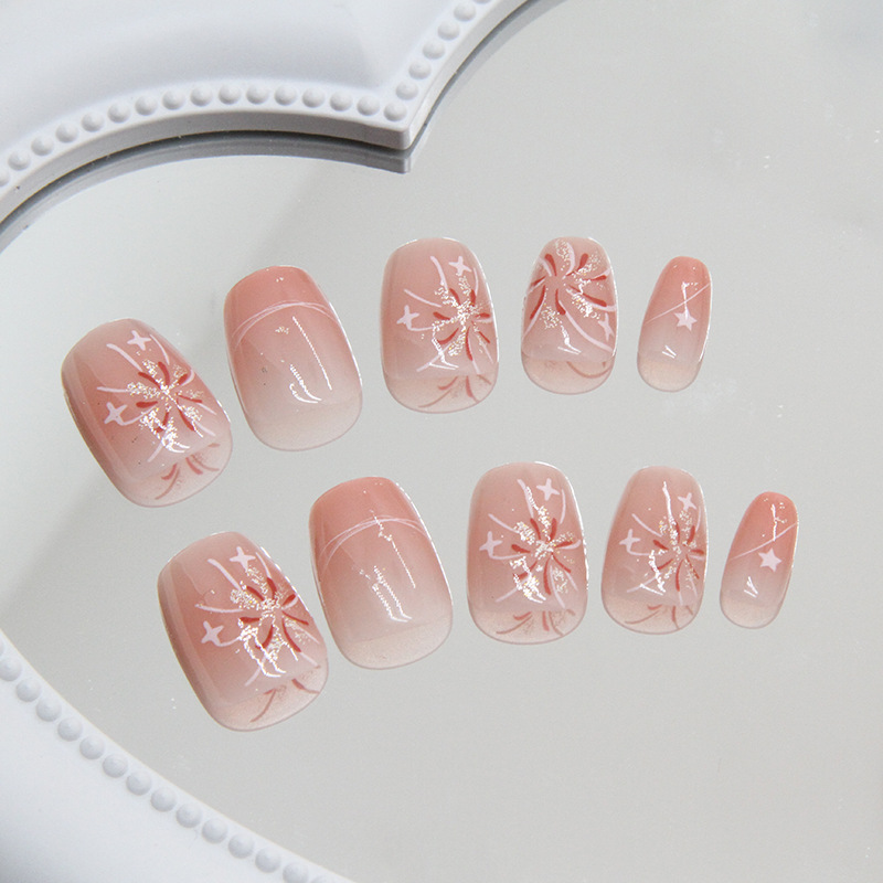 ショートピンクプレスオンネイル シンプルなオンブルスプリング - Nail Art Ombre Pink のレビューと価格