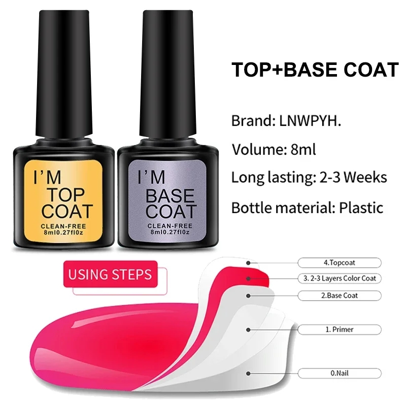 4 ピース/セットトップコートとベースコートクリアジェルネイ - Gel Top Coat のレビューと価格