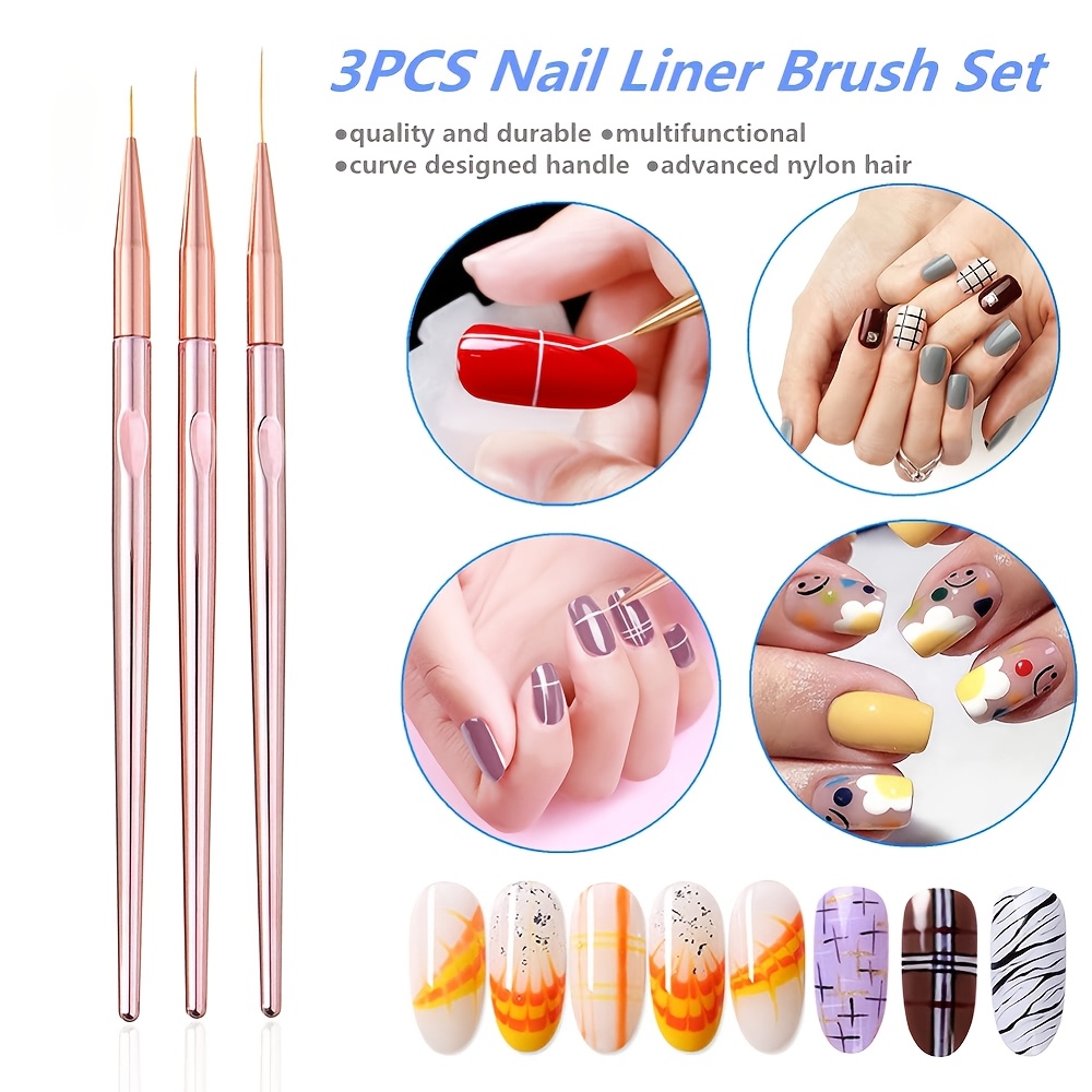3 ピース/セットネイルアートブラシネイルアート UV ジェ - Nail Art Rose Gold のレビューと価格