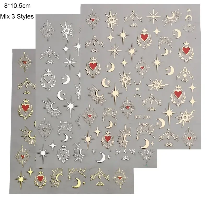 3 シート 1 パック、3D ステッカー、ネイル、シルバー、 - Nail Art Rose Gold のレビューと価格