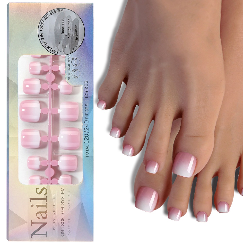 ショートスクエアプレスオントゥネイル ライトピンク 12サイ - Nail Art Ombre Pink のレビューと価格