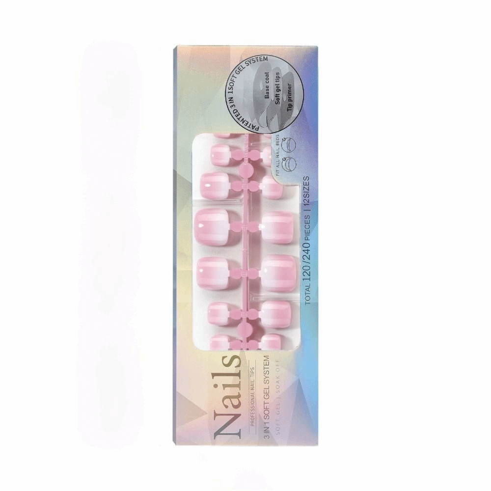 ショートスクエアプレスオントゥネイル ライトピンク 12サイ - Nail Art Ombre Pink のレビューと価格
