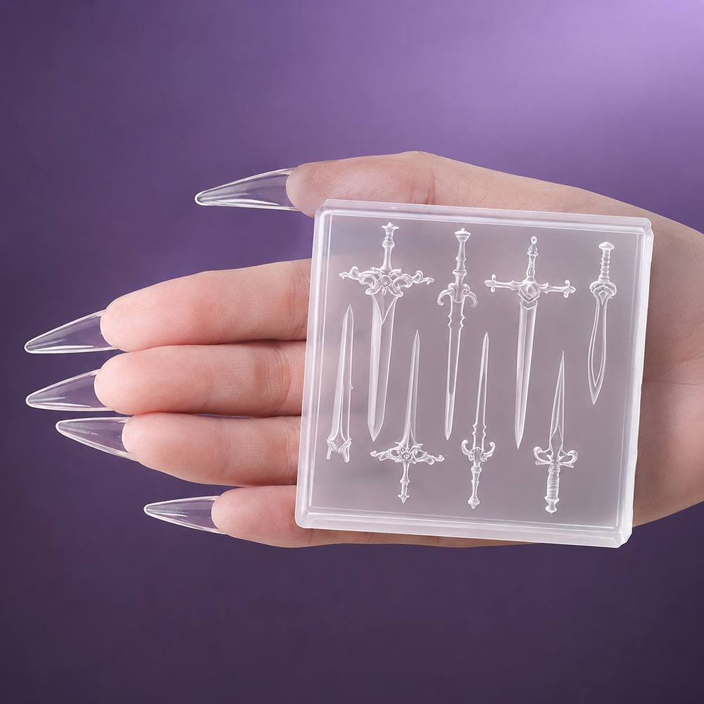 1個入りミニソードネイルモールド中世の剣シリコンネイルアート - Nail Art Gothic のレビューと価格
