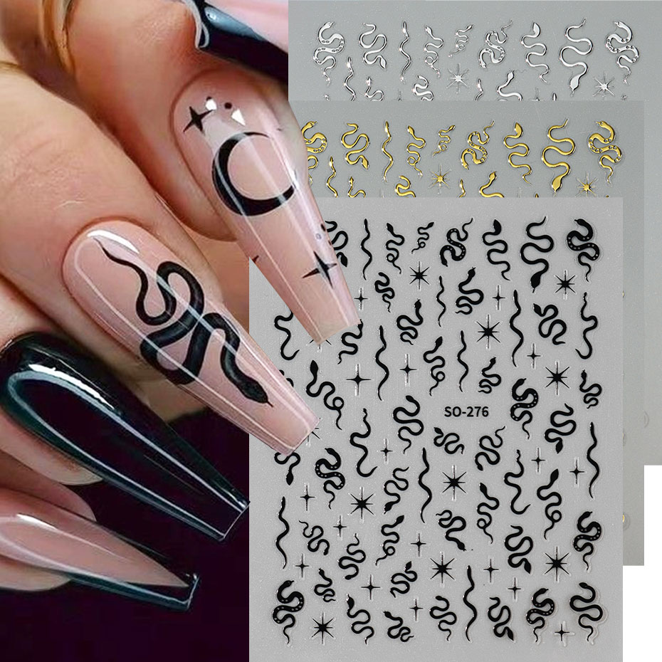 3 個 3D ブラックスネークネイルアートステッカーパンクゴ - Nail Art Gothic のレビューと価格