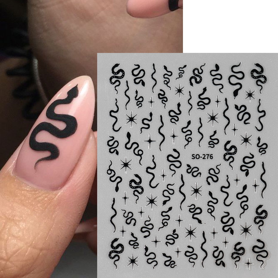 3 個 3D ブラックスネークネイルアートステッカーパンクゴ - Nail Art Gothic のレビューと価格