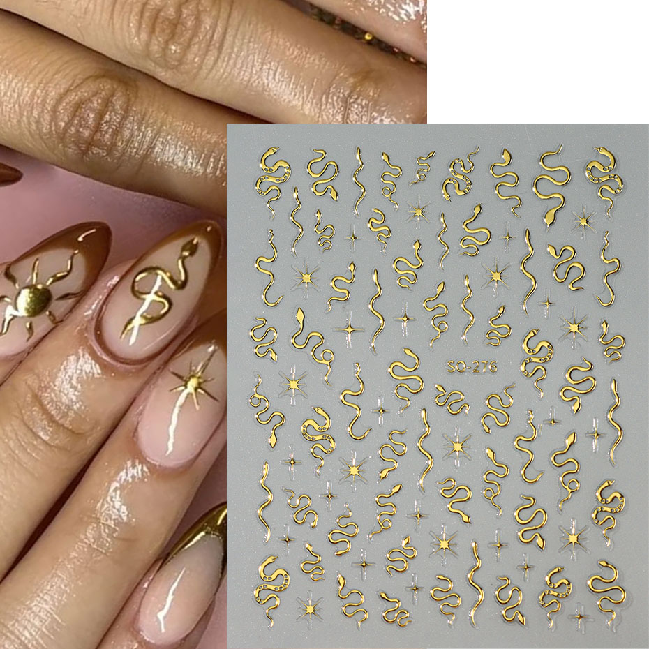 3 個 3D ブラックスネークネイルアートステッカーパンクゴ - Nail Art Gothic のレビューと価格