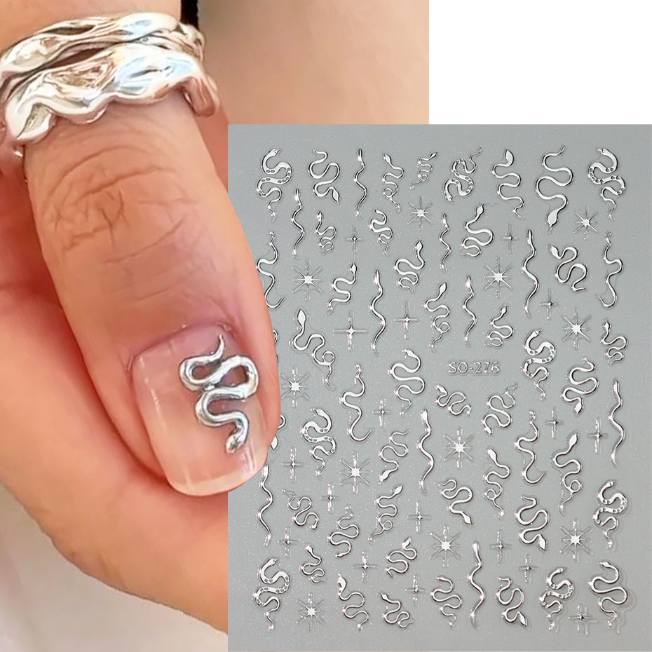 3 個 3D ブラックスネークネイルアートステッカーパンクゴ - Nail Art Gothic のレビューと価格