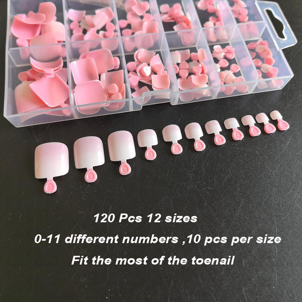 120枚入り オンブレピンクホワイト トゥネイルチップ フル - Nail Art Ombre Pink のレビューと価格